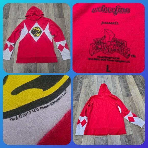 Mighty Morphin Power Rangers Red Ranger hoodie brand WeLoveFine zip up large - Picture 1 of 13